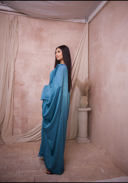 Pompeii Butterfly Abaya - Teal Blue